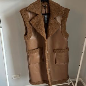 BLANK NYC Touch and Go Vegan Leather Sherpa Brown Vest